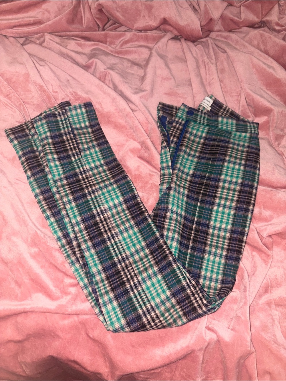Urban Outfitters Plaid Kids Leggings in Teal and Navy